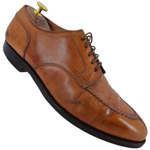 Alden Other - Alden 962 Norwegian Front Blucher Burnished Tan Calf Leather Mens 11 Dress Shoes